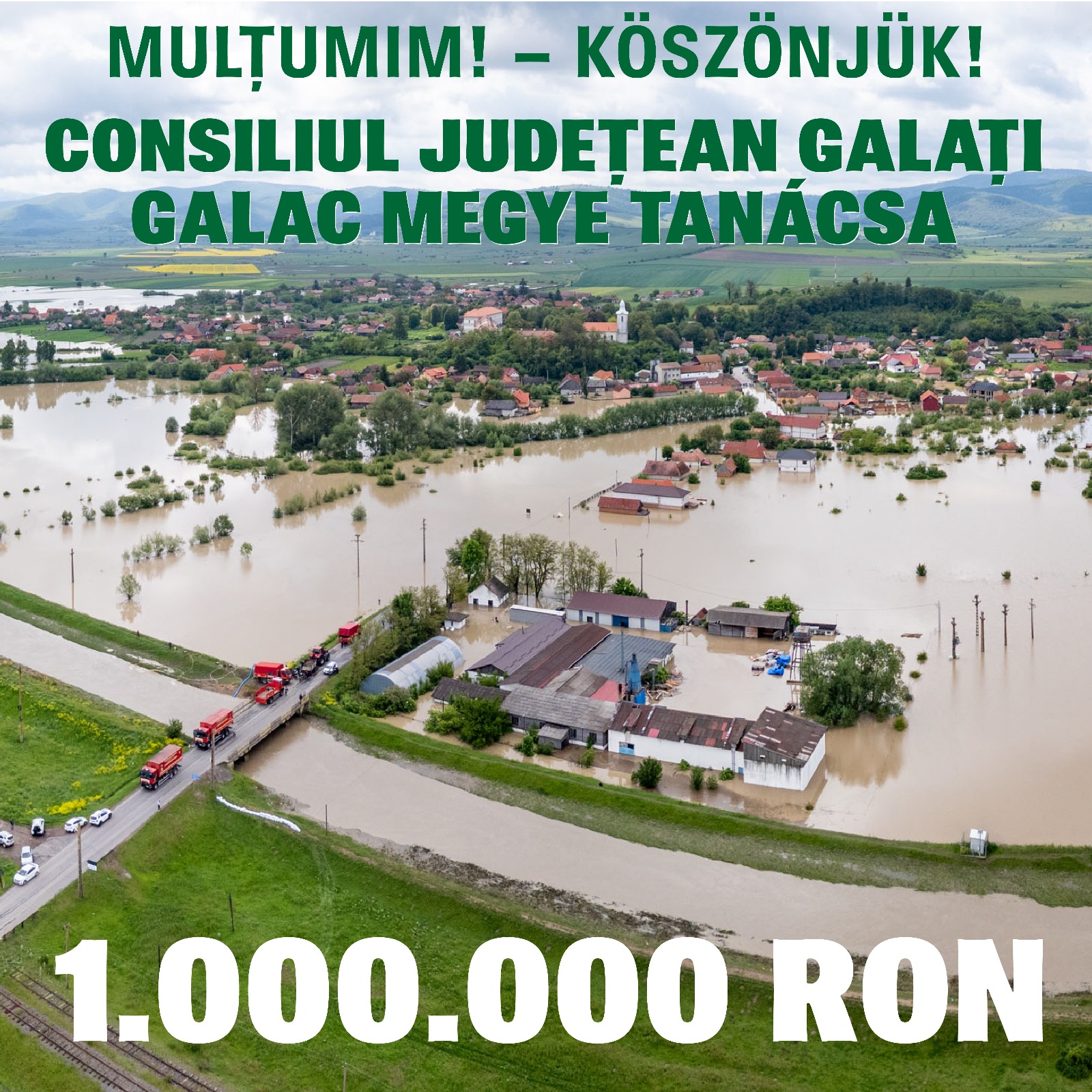 Un milion de lei, ajutor de urgență pentru localitățile afectate de inundații din Covasna